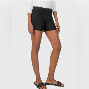 Kut from the Kloth Kurtis High Rise Scissor Cut Hem Black Denim Women's Shorts